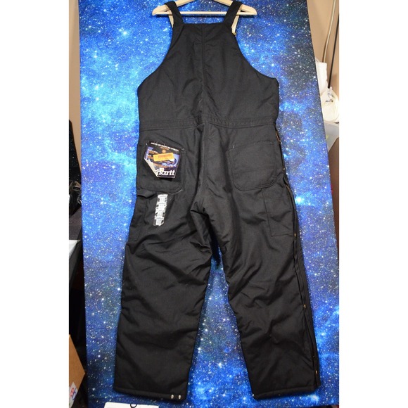Carhartt Bib Overalls Pants Mens 40x30 Black Arctic Quilt Lined Zip USA Work - Picture 4 of 7